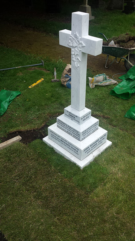 Picture here showing the stunning white marble now polished to its original beauty, and the ongoing turfing works.